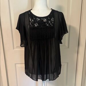Calypso St. Barth Black Sheer Lace Blouse